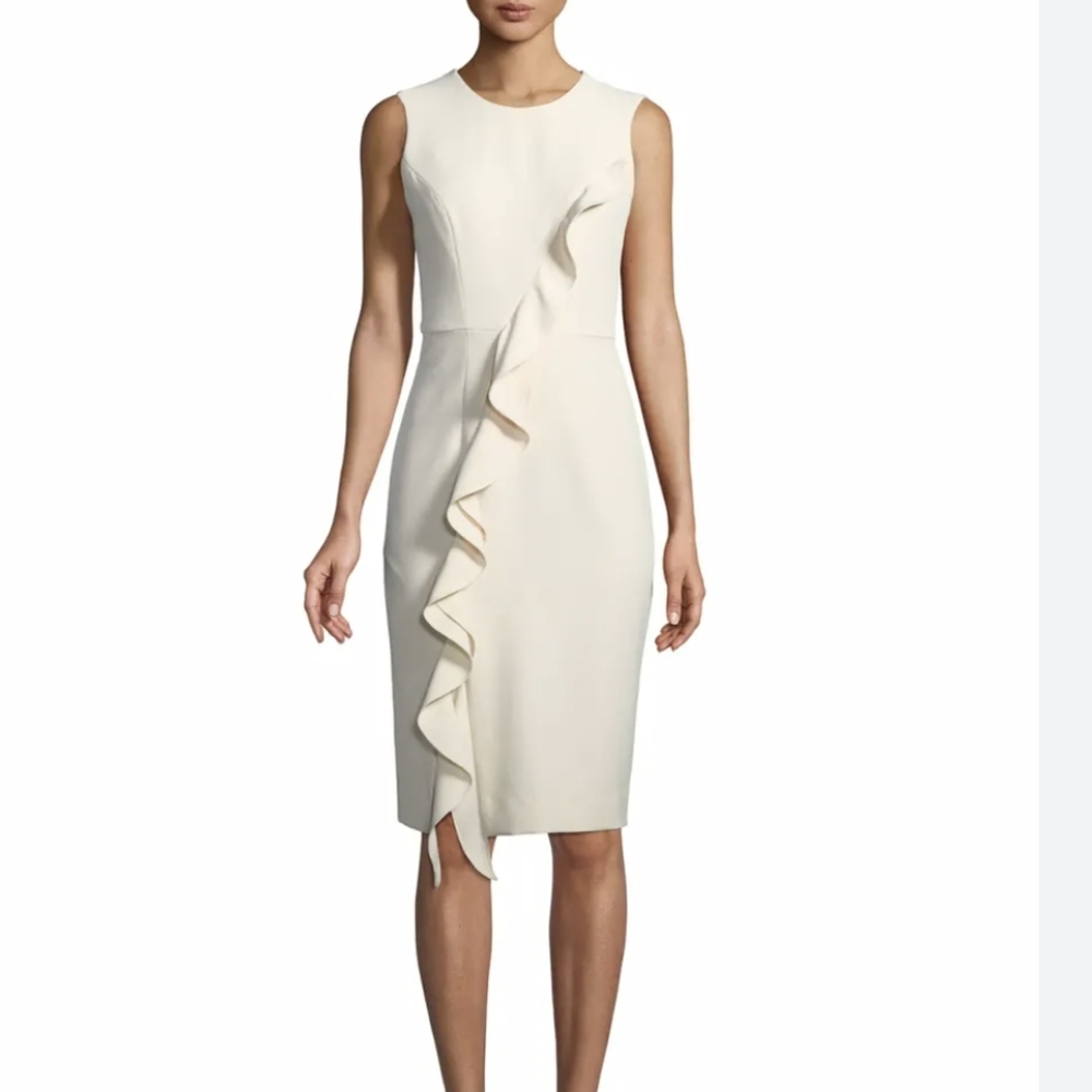 NWT $420.00 MILLY Halterneck Midi Length Dress Ruffle Detail Size XS 2 2